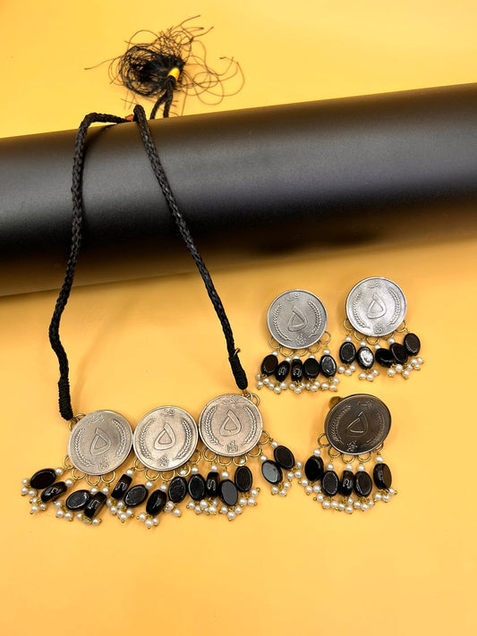 Solid Beaded Coins Necklace Set