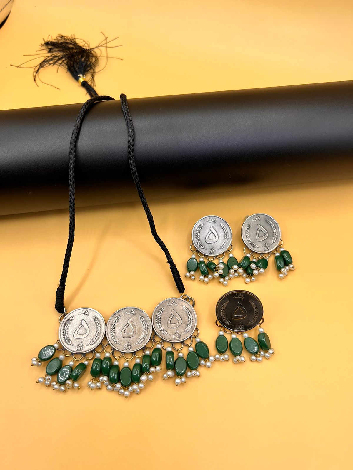 Solid Beaded Coins Necklace Set