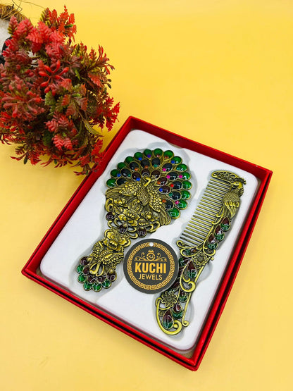 Stylish Indian Metal Comb And Mirror