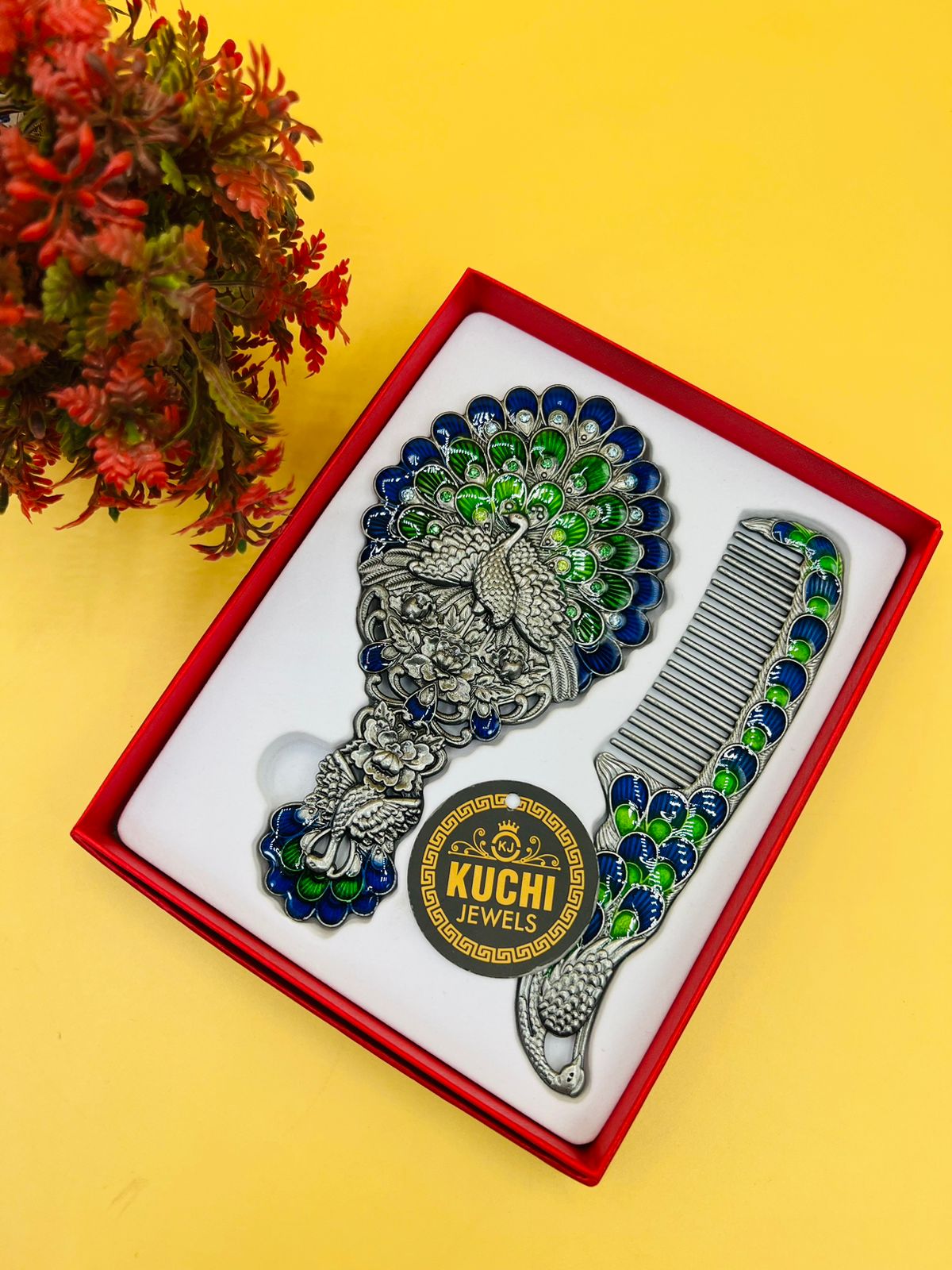 Stylish Indian Metal Comb And Mirror