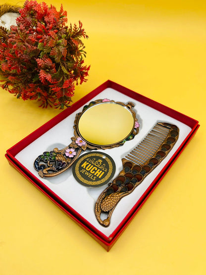 Stylish Indian Metal Comb And Mirror