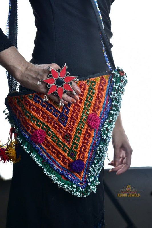 Triangle Beaded Patche Bag