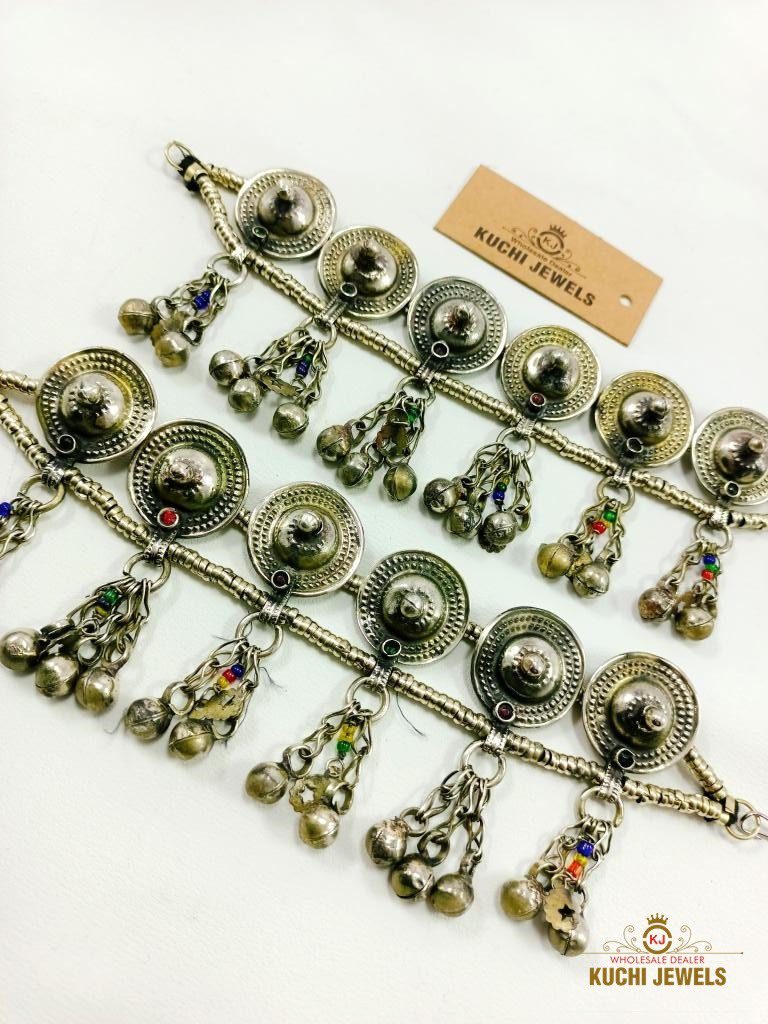 Turkman Button And Bells Anklet Pair