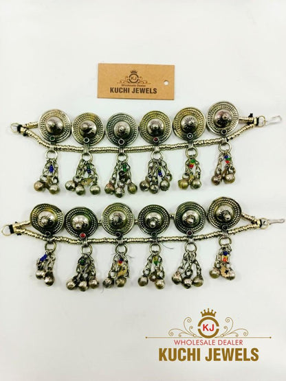 Turkman Button And Bells Anklet Pair