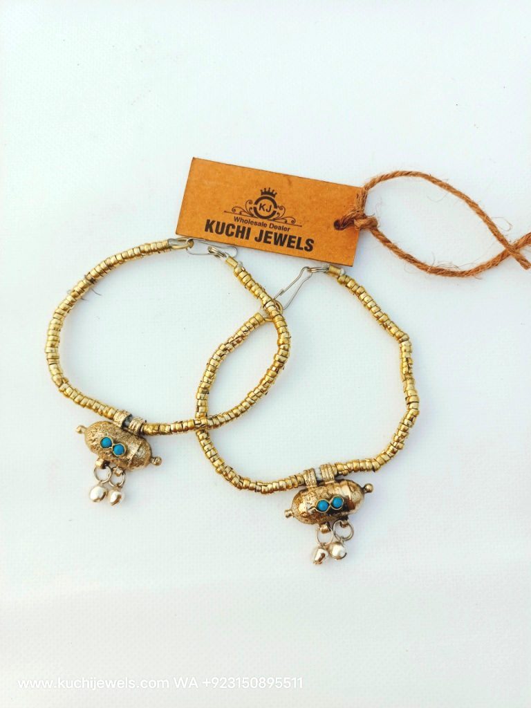 Turquoise Beads and Golden Metal Beads Anklets