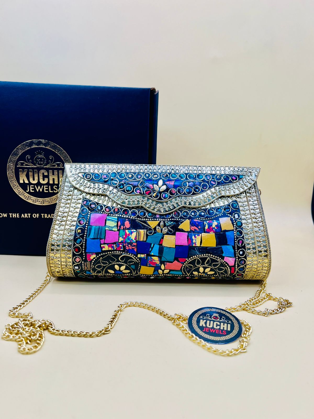 Indian Metal Stone Long Bag