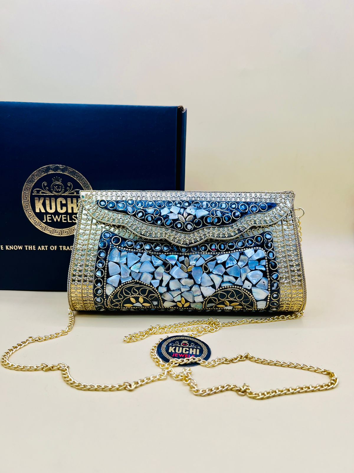 Indian Metal Stone Long Bag