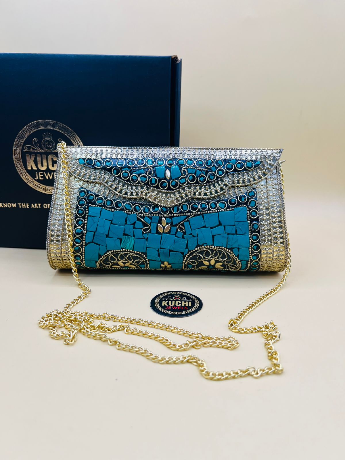 Indian Metal Stone Long Bag