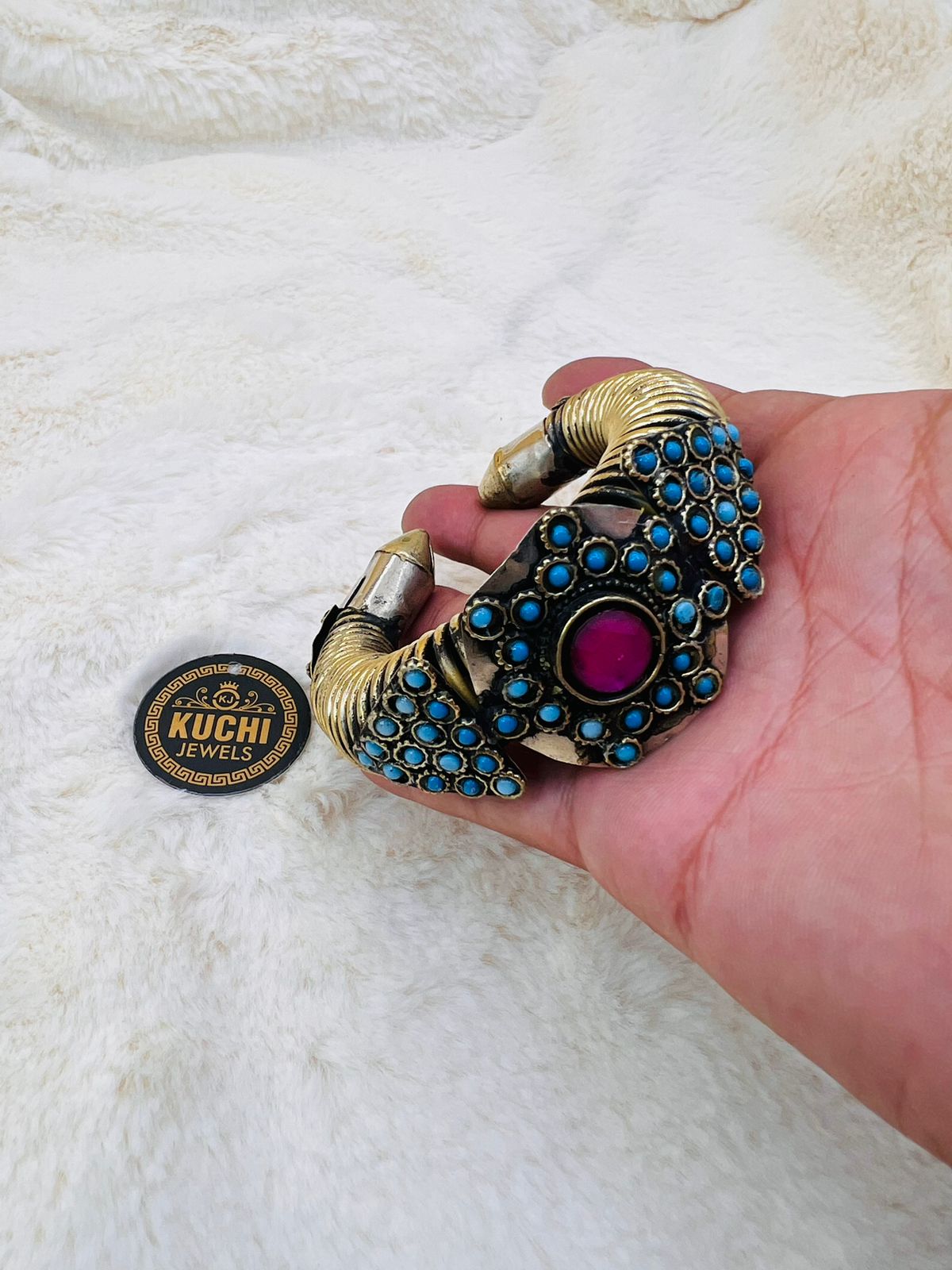 Vintage Turquoise Beads Turkmen Bracelet