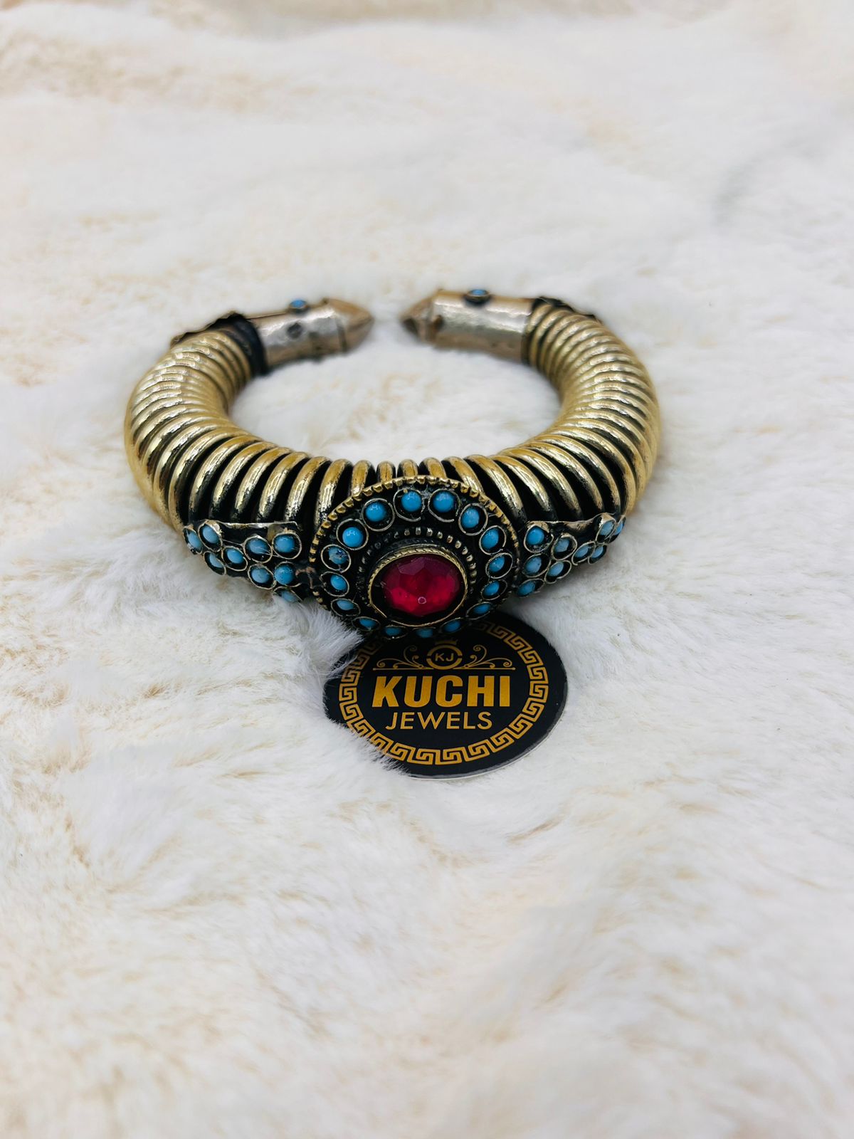 Vintage Turquoise Beads Turkmen Bracelet
