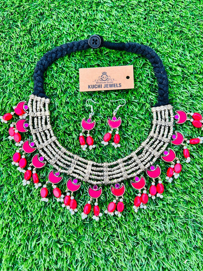 Afghan Creative Designs Half Moon Stone Choker Set