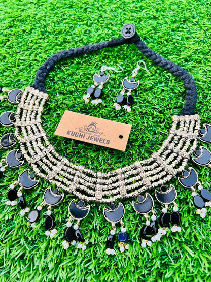 Afghan Creative Designs Half Moon Stone Choker Set