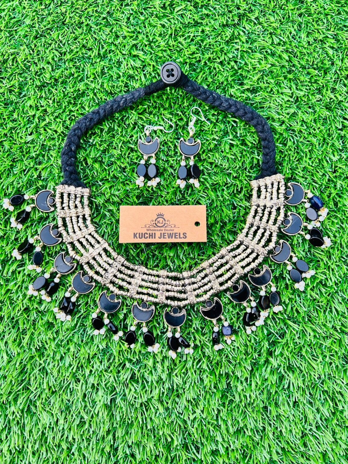 Afghan Creative Designs Half Moon Stone Choker Set