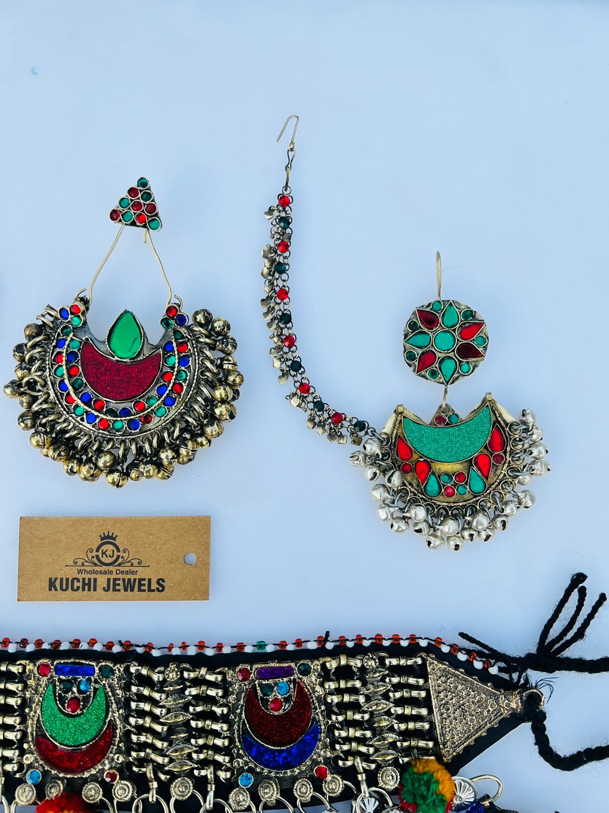 Afghani Choker Set With Sahara Ear Rings And Tikka