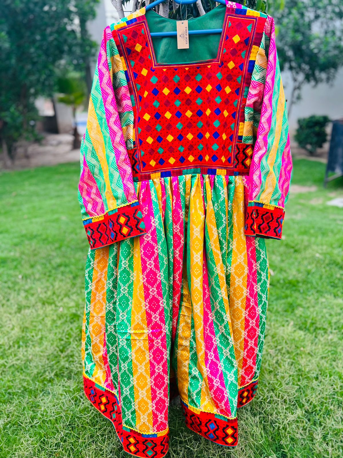 Afghani Dress Made By Banarsi Fabric With Tribal Embroidery