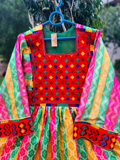 Afghani Dress Made By Banarsi Fabric With Tribal Embroidery