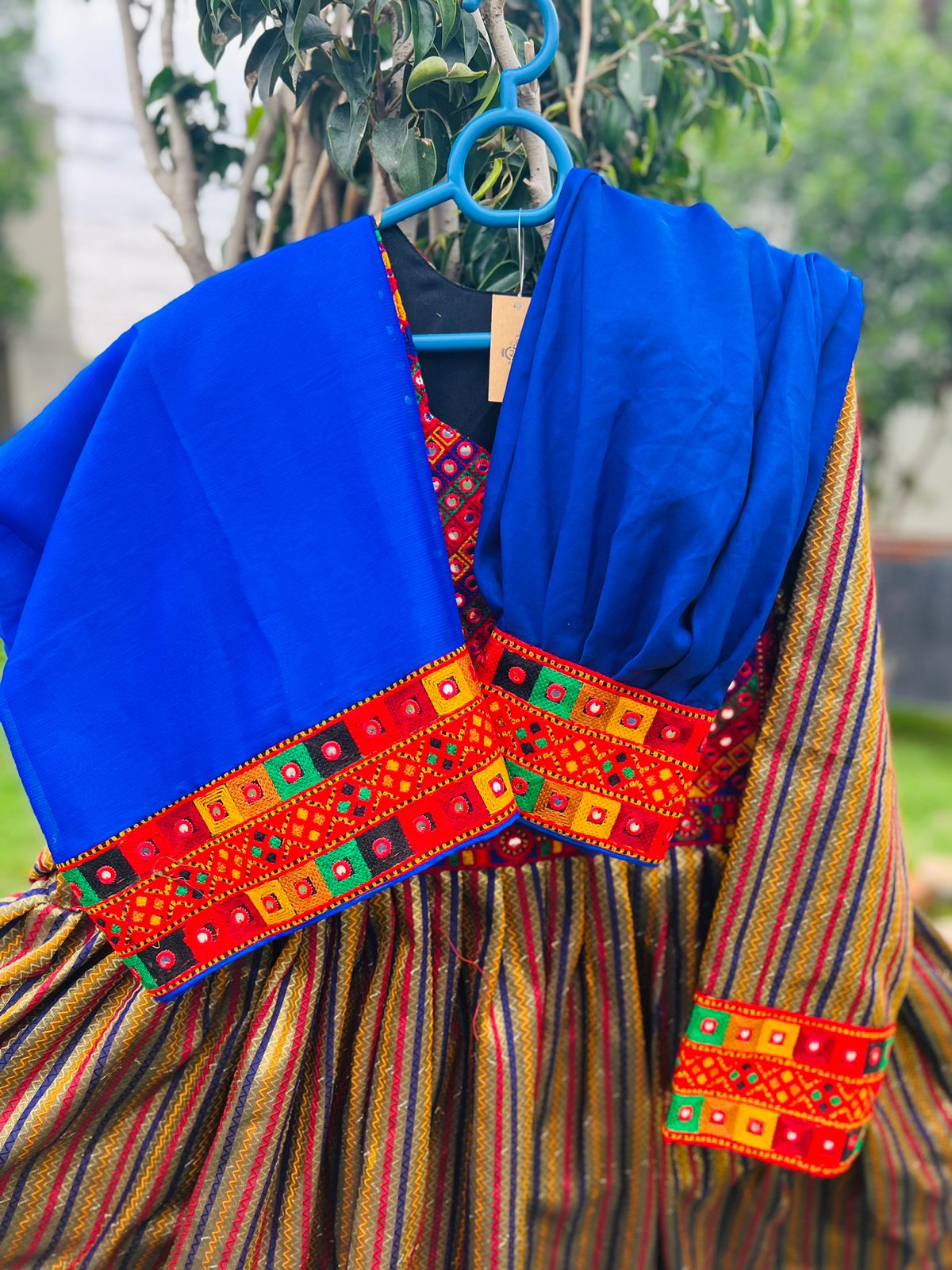 Afghani Dress Made By Banarsi Fabric With Tribal Embroidery-1