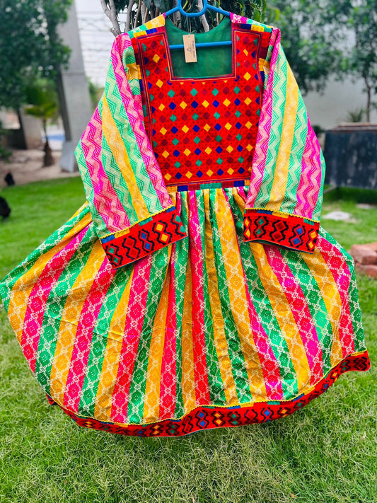 Afghani Dress Made By Banarsi Fabric With Tribal Embroidery