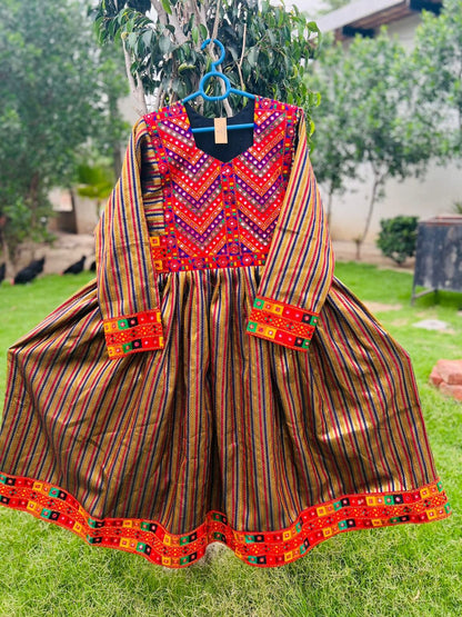 Afghani Dress Made By Banarsi Fabric With Tribal Embroidery-1