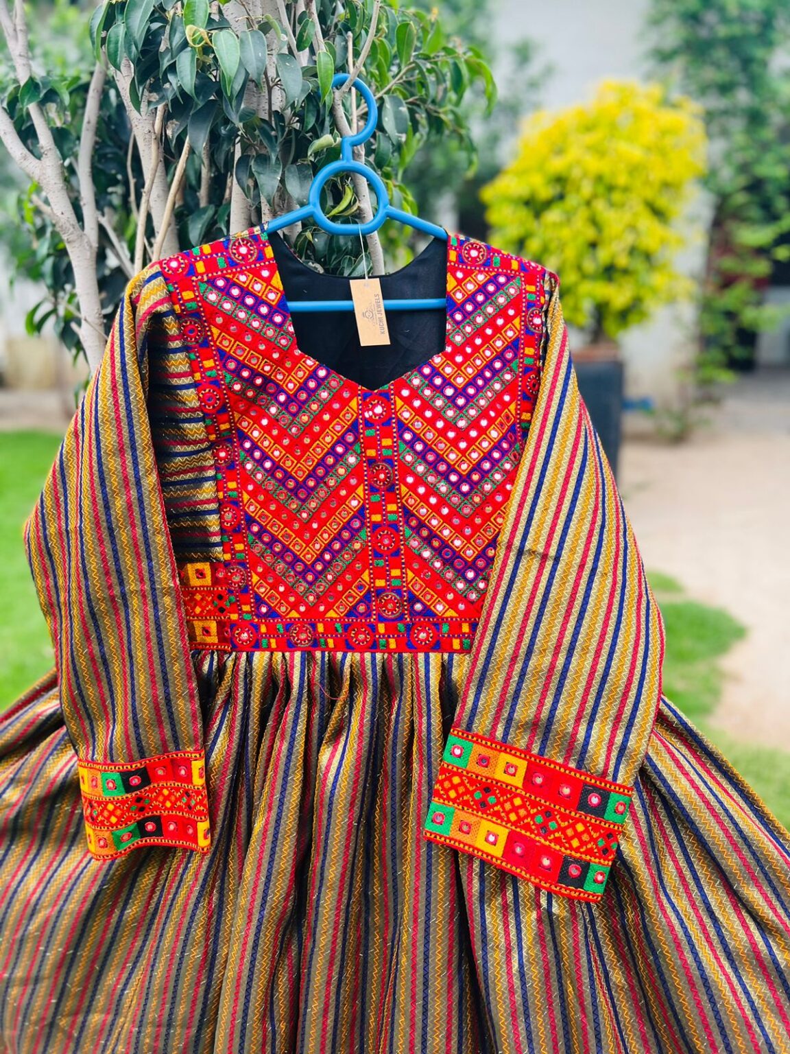 Afghani Dress Made By Banarsi Fabric With Tribal Embroidery-1