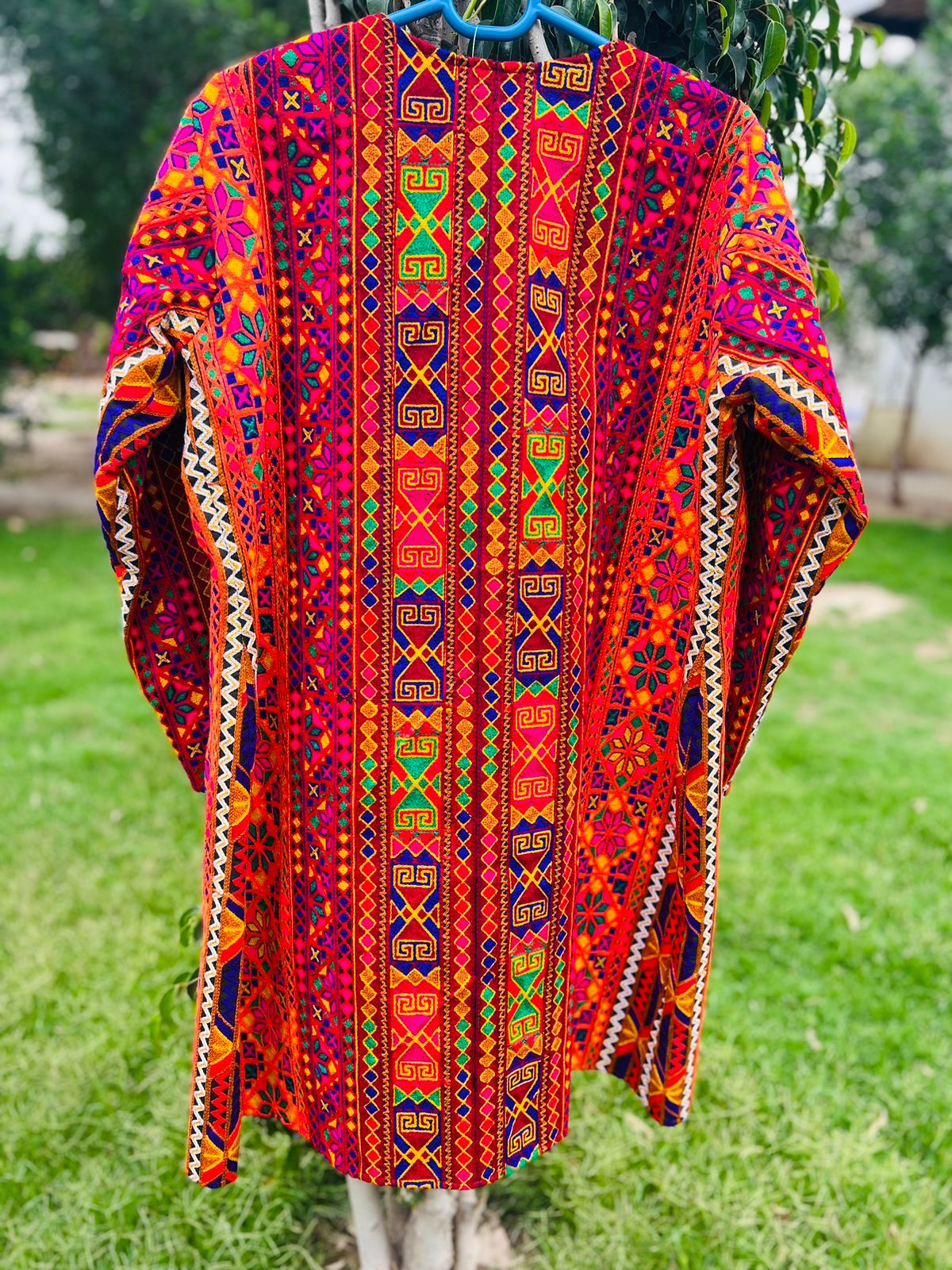 Tribal Afghani Long Kaftan Coat Made By Wool Trims