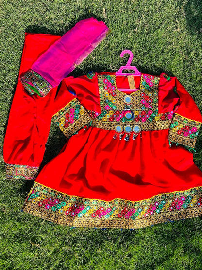 Kid's Cultural Afghan Embroidered Dress