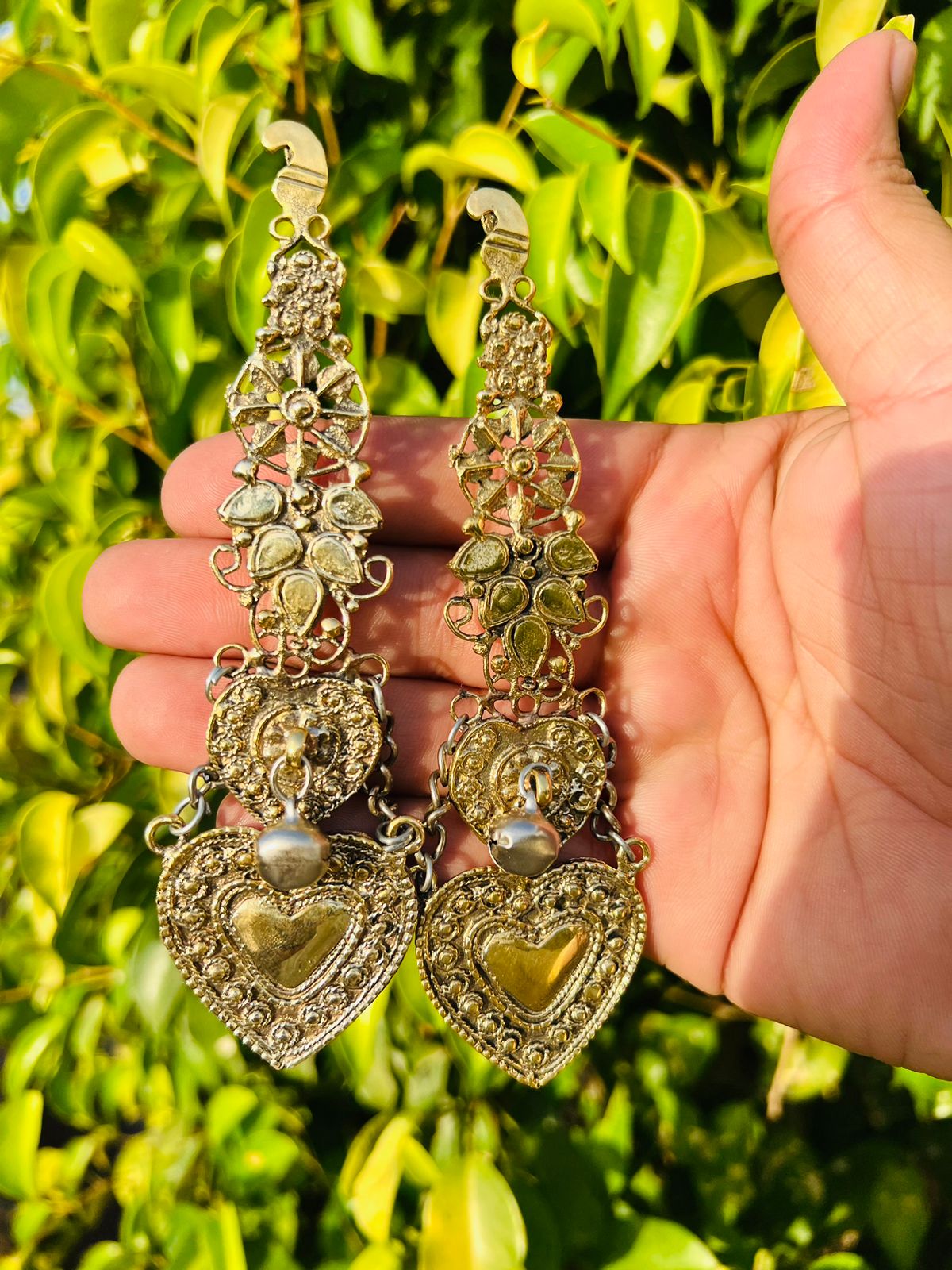 Antique Style Long Ear Rings in Gold Silver Color