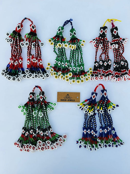 Multi Color Beads Handmade Tassels Pair for Decoration