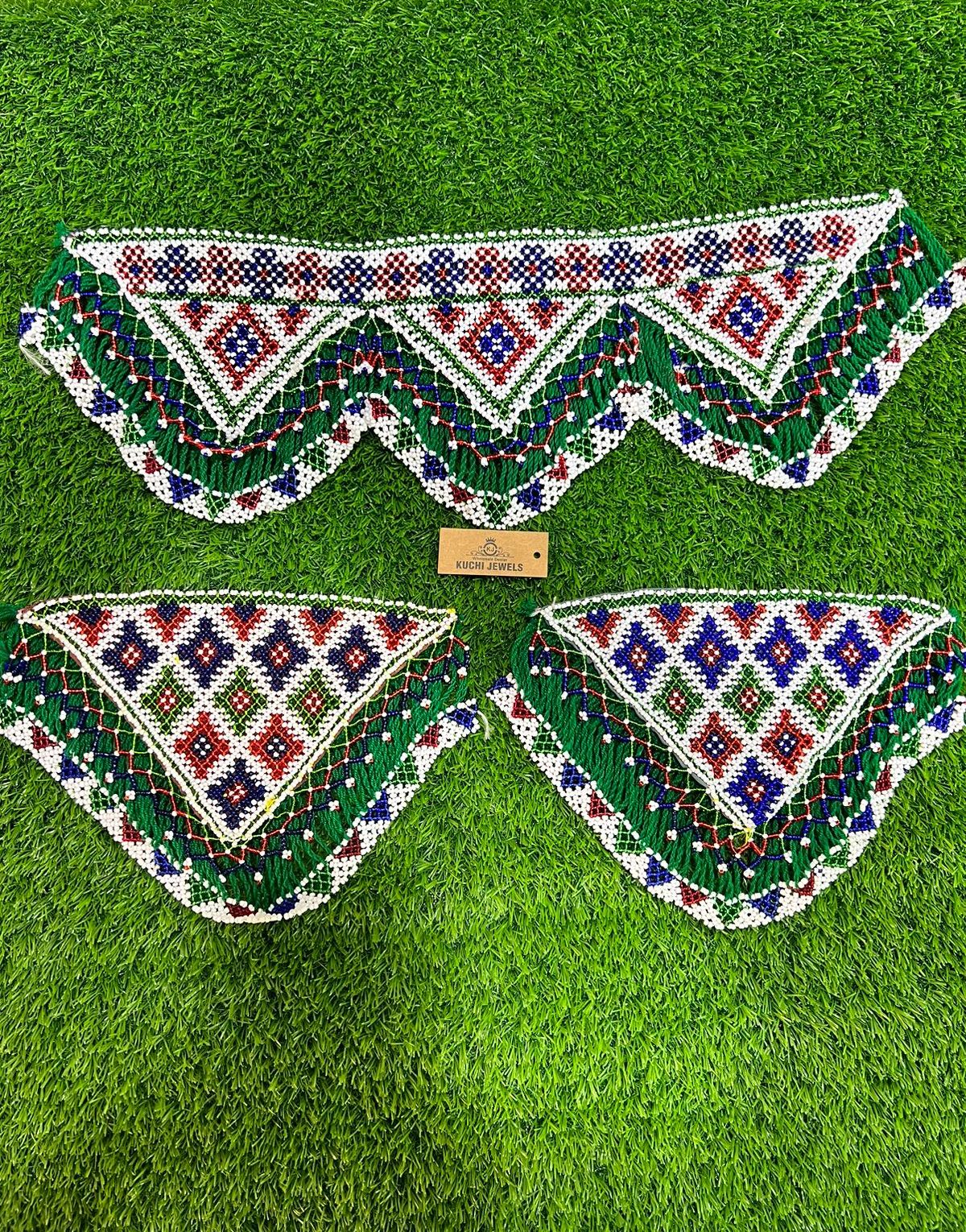 Multi Color Handmade Beaded Afghani Patch Set