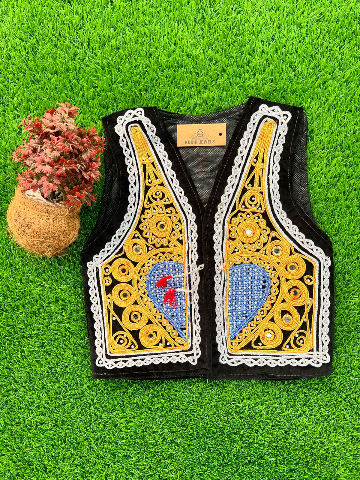 Afghani Charma Velvet Kids Vest