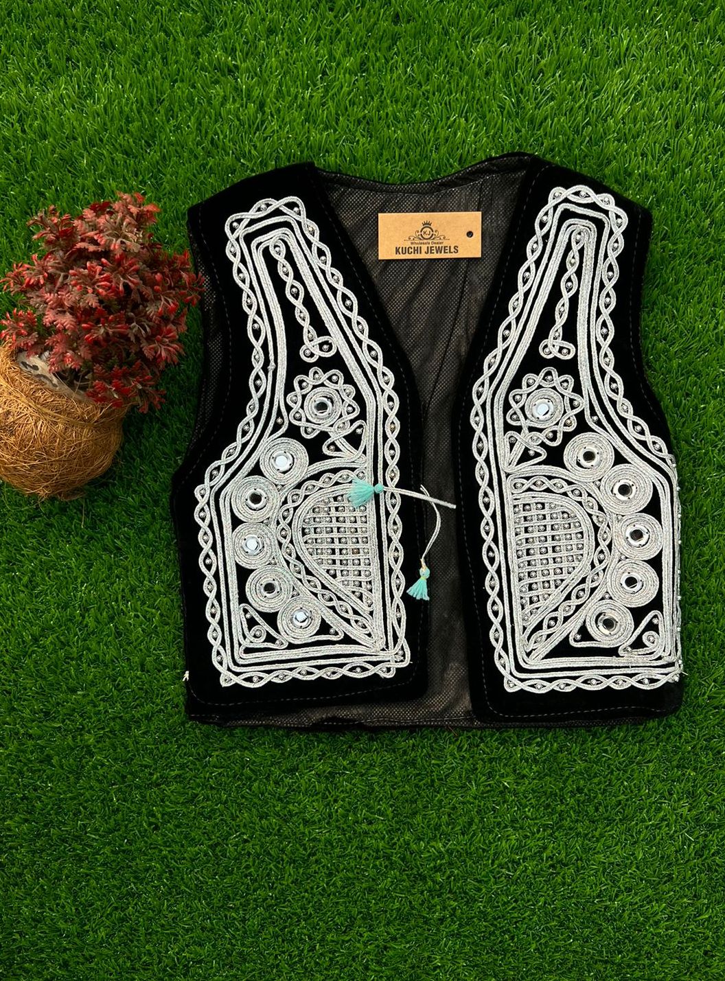 Afghani Charma Velvet Kids Vest