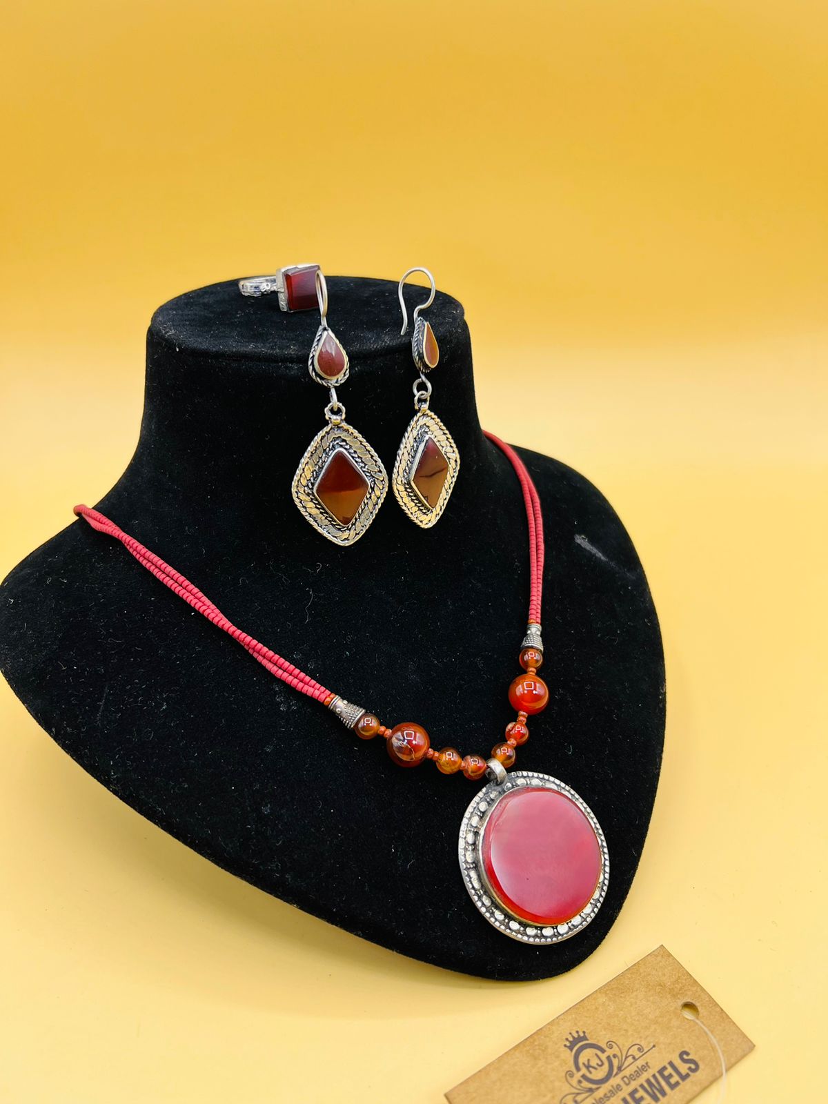 Stone Beads Necklace Set With Ring And Earrings