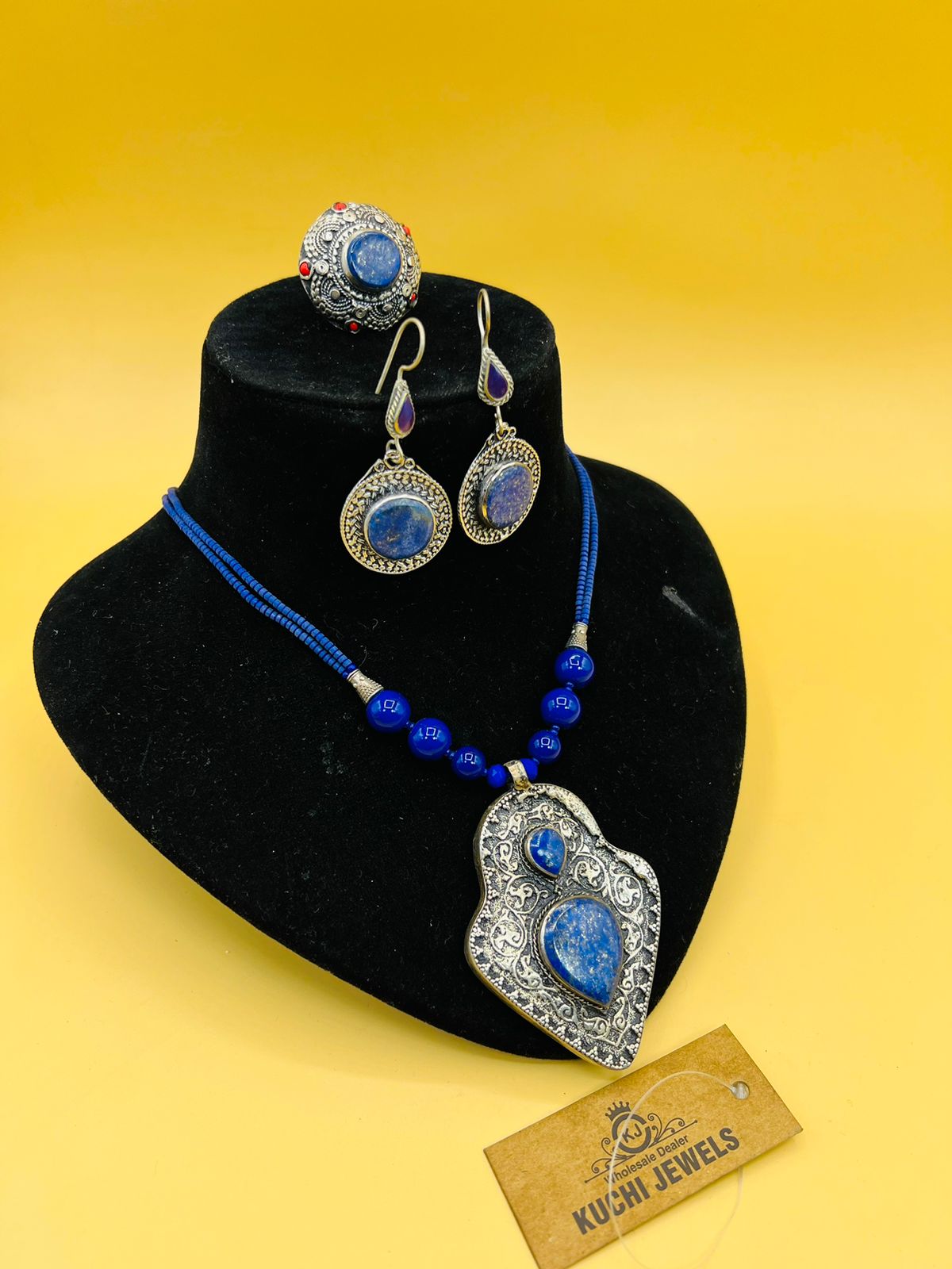 Stone Beads Necklace Set With Ring And Earrings