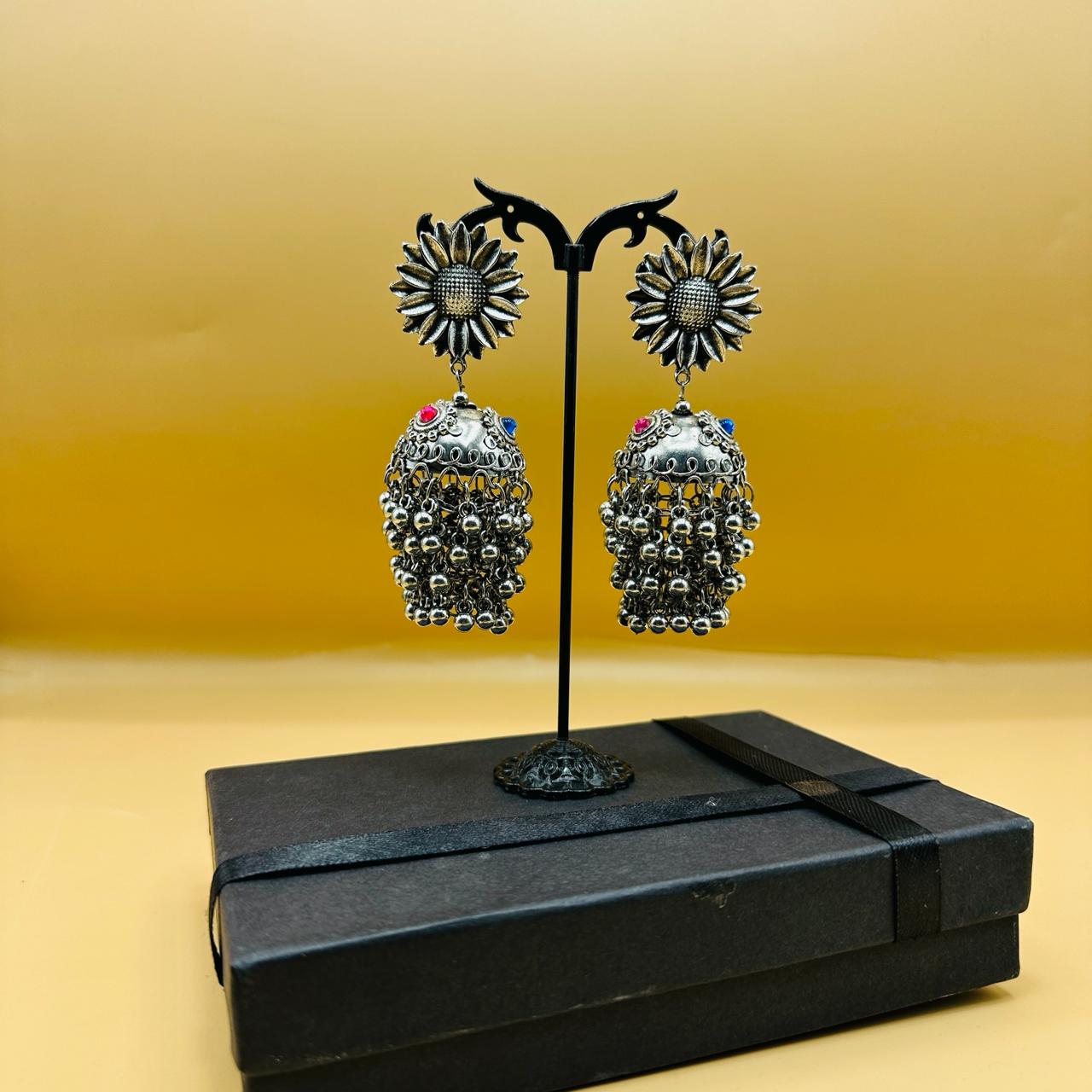 Silver Antique Bells Earrings