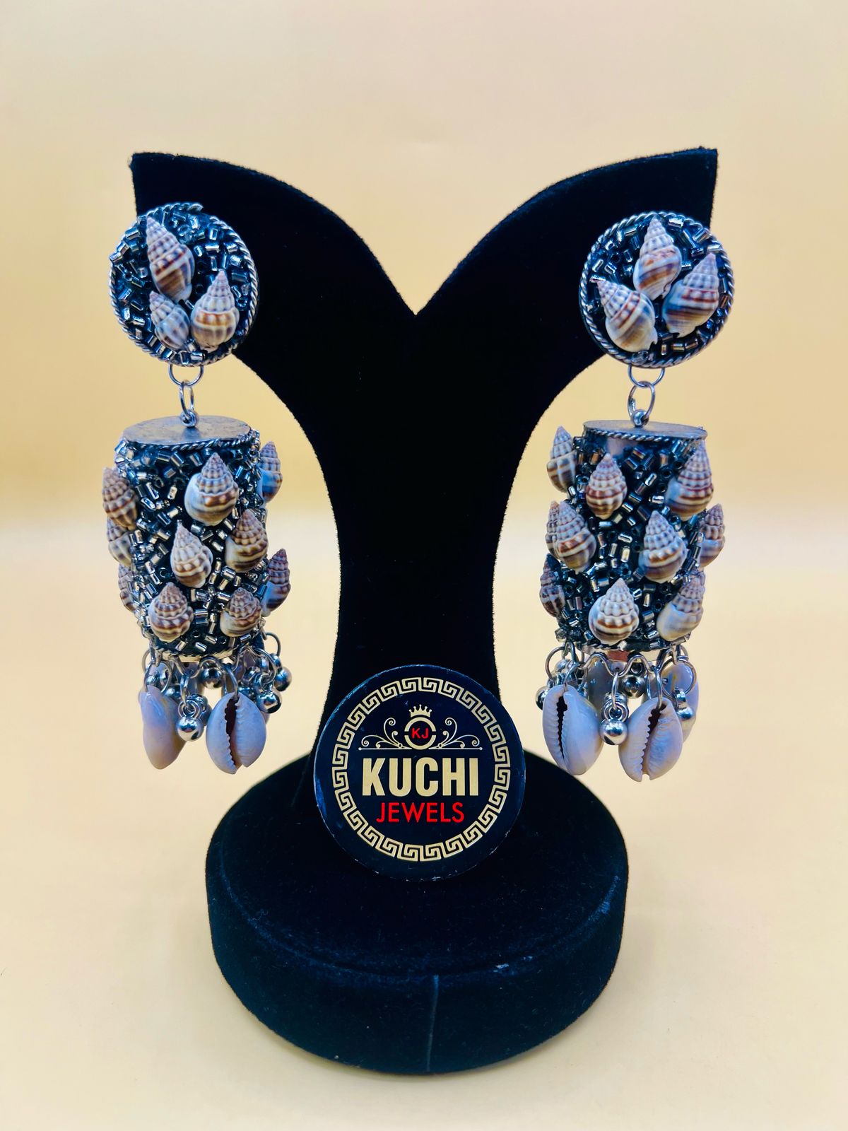 Shell And Oxidized Metal Earrings