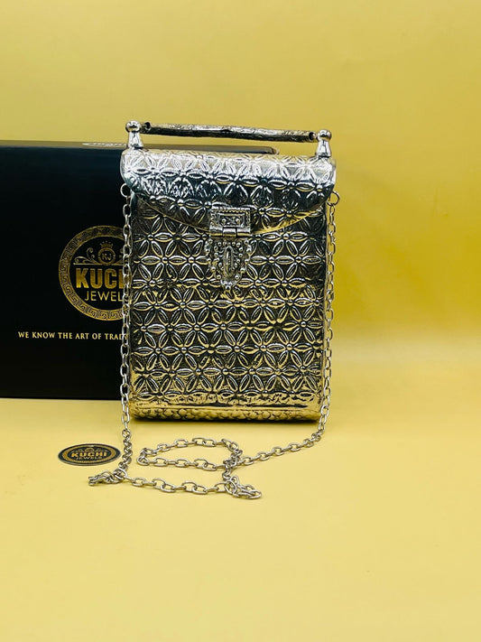 New Stylish Long Silver Metal Clutch
