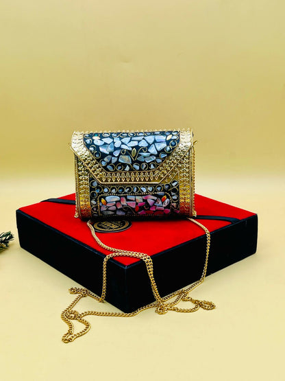 Mini Mosaic Golden Sipi Metal Bag