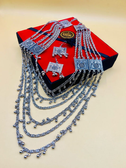 Indian Oxidized Metal Mala Set