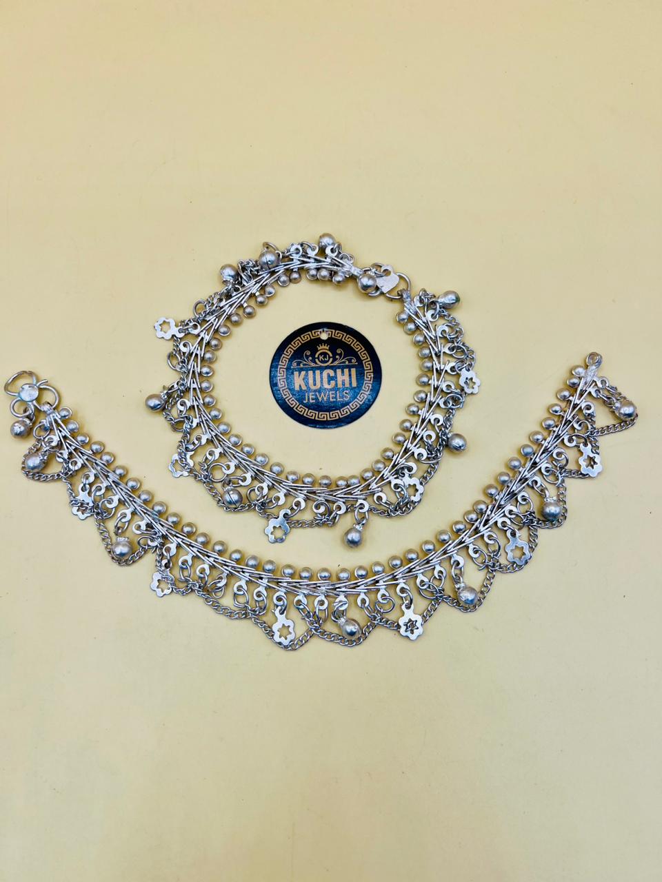 German Silver Anklet Pair