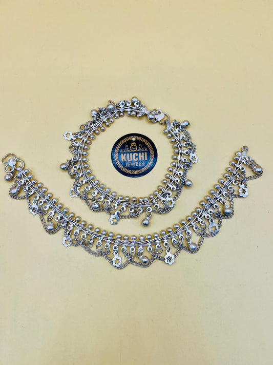 German Silver Anklet Pair