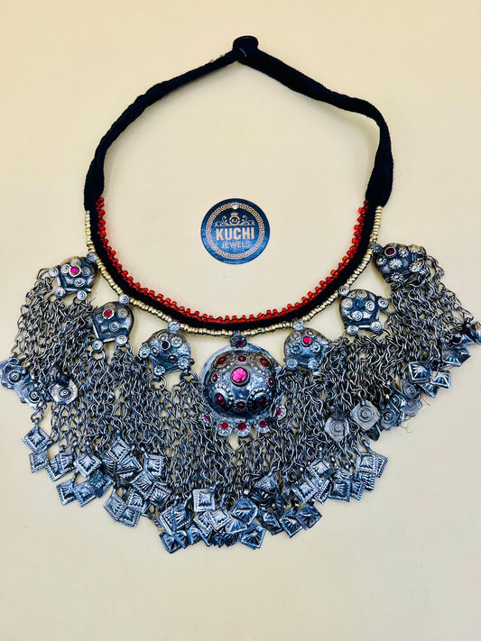 Long Chain Afghani Pendant Necklace