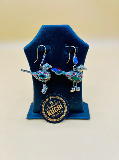 Antique Style Multi Stone Bird Earrings