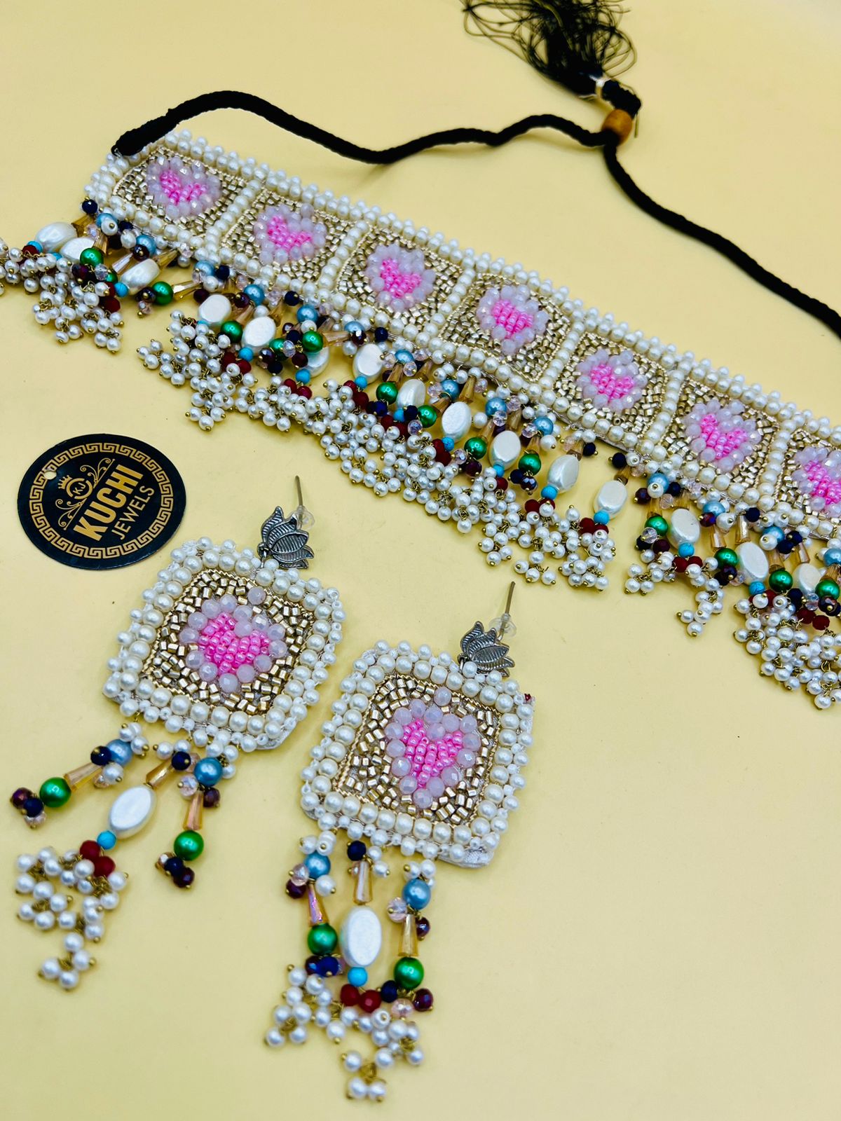 Artisan Multi-Gem Beaded Choker Jewelry Set