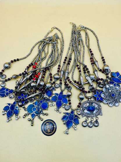 Multi Pendant Lapiz Stone Necklace