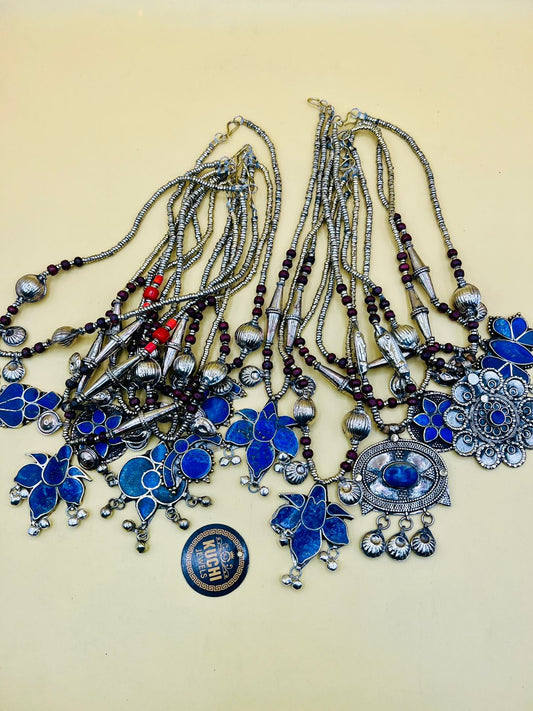 Multi Pendant Lapiz Stone Necklace