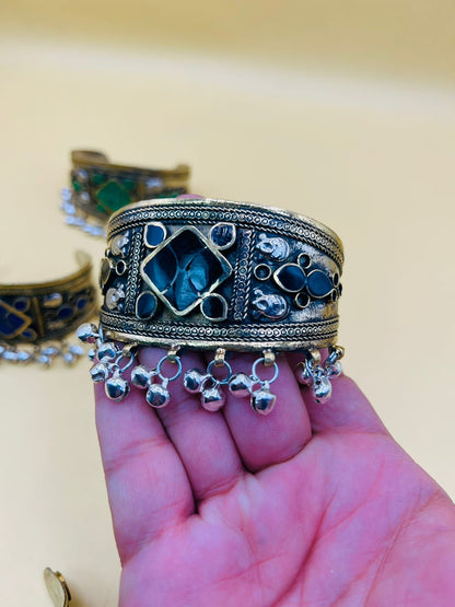 Multi Stone Afghani Bracelet With Bells