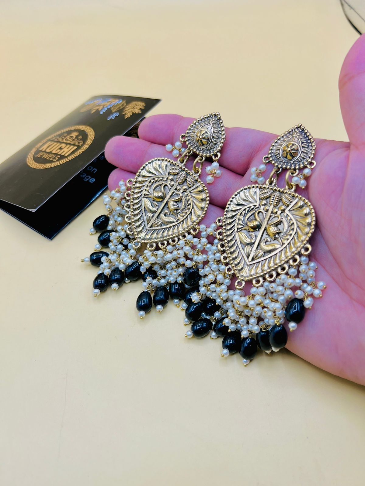 Multi Pearls Niche Style Golden Earrings