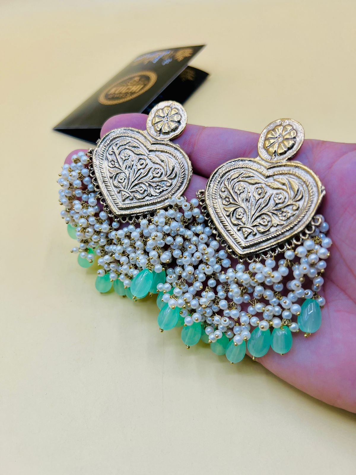 Short Pearls Multi Color Golden Earrings