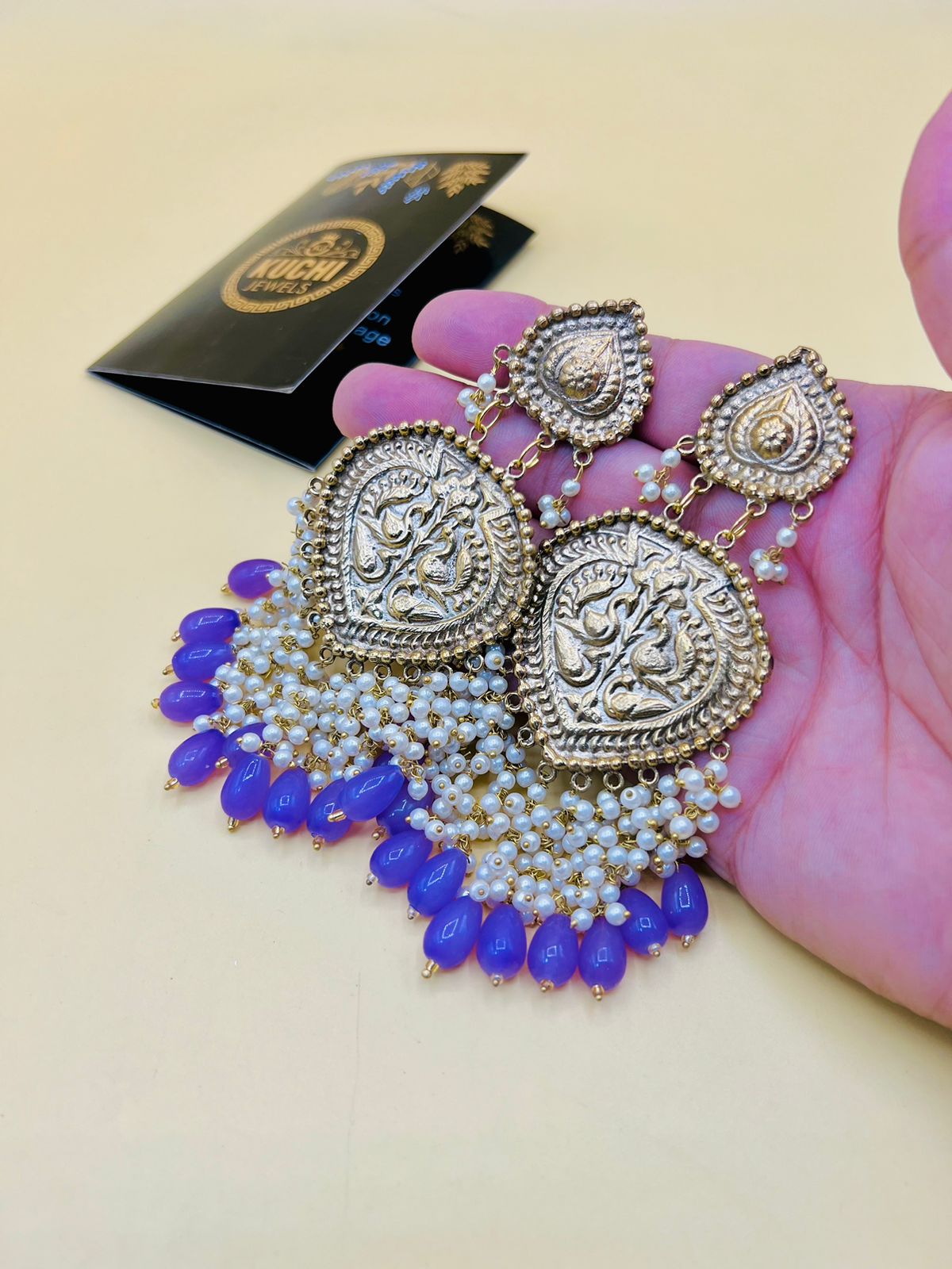 Multi Pearls Niche Style Golden Earrings