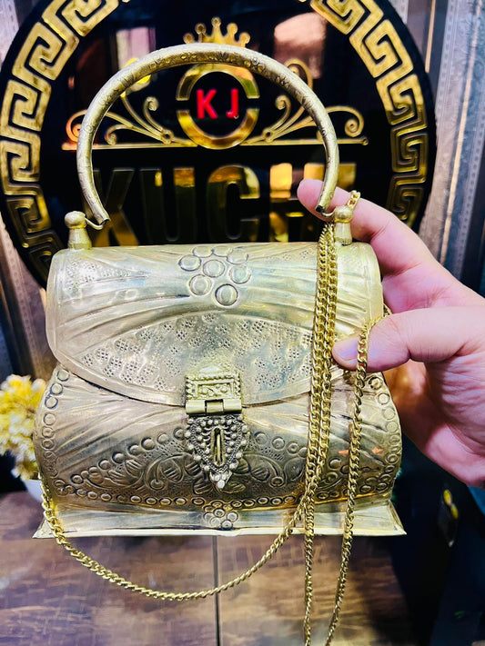 Mughlia Style Dull Golden Metal Purse
